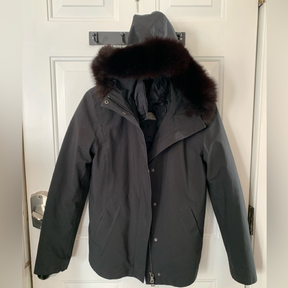 Black Fall/Winter Prada Jacket with Real Fox Fur Trim